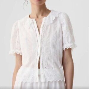 Gap x Doen White Eyelet Blouse M, NWT